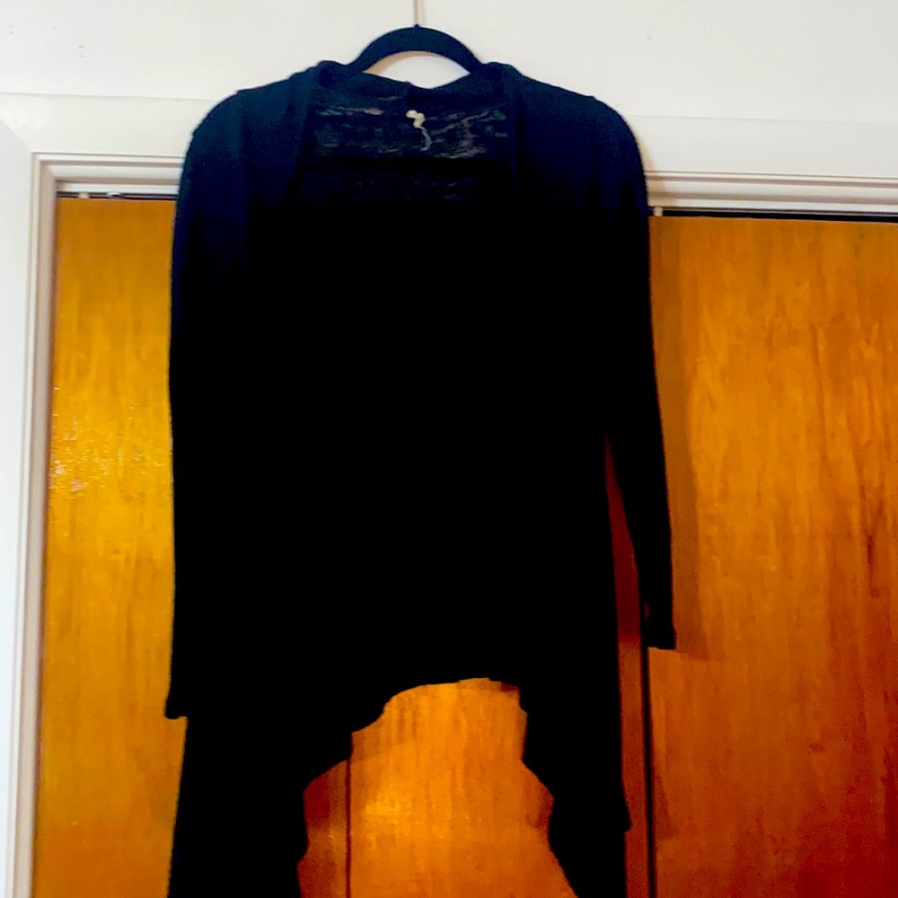 Black light weight sweater with draping front